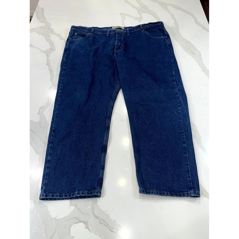 Wrangler Authentics Jeans Mens 48x30 Blue Denim Dark Stonewash Relaxed Fit